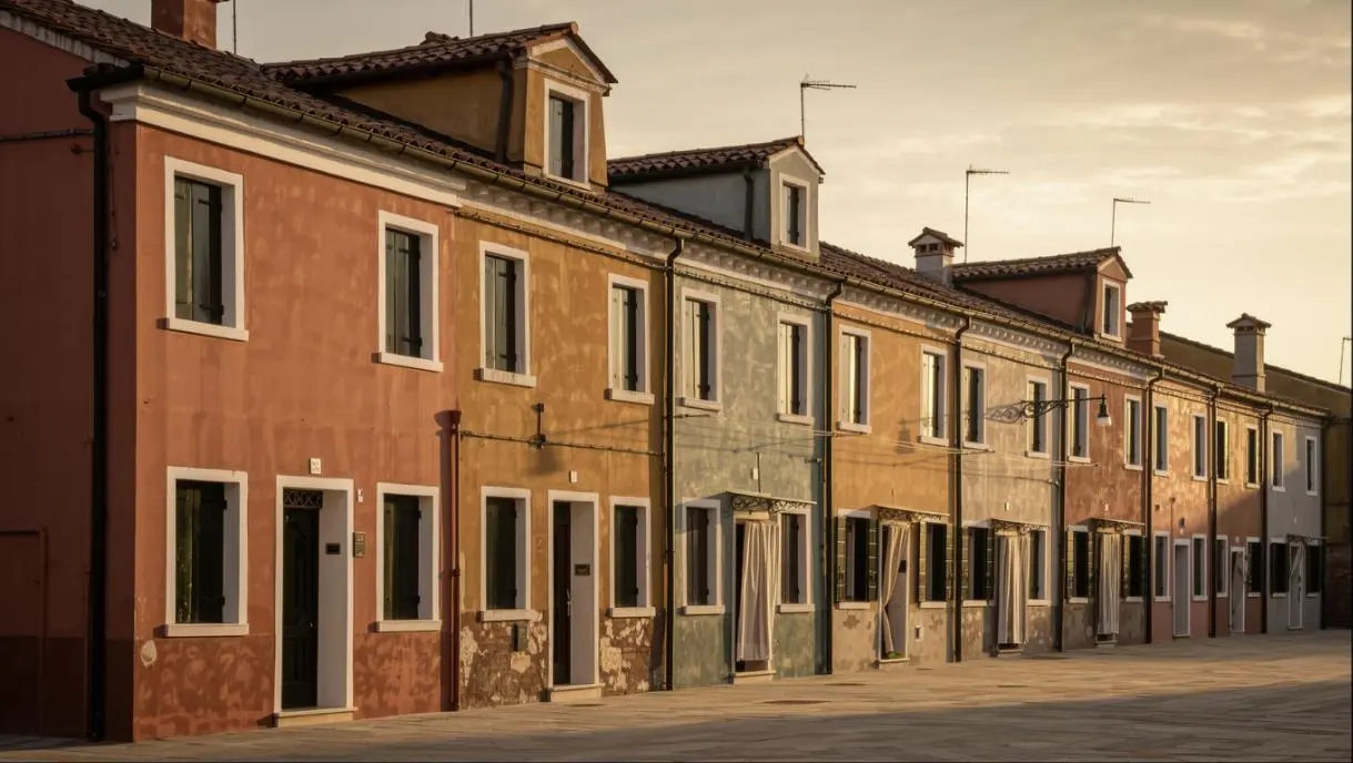 Fila di case italiane con facciate di colori diversi, a rappresentare le diverse opzioni di bonus